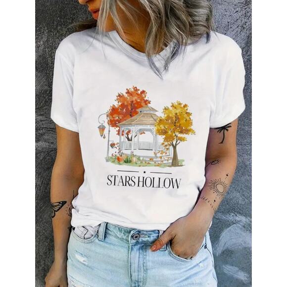 Stars Hollow Gilmore Girls Crew Neck Short Sleeve T-Shirt Tee Women's Size XL - Picture 1 of 5